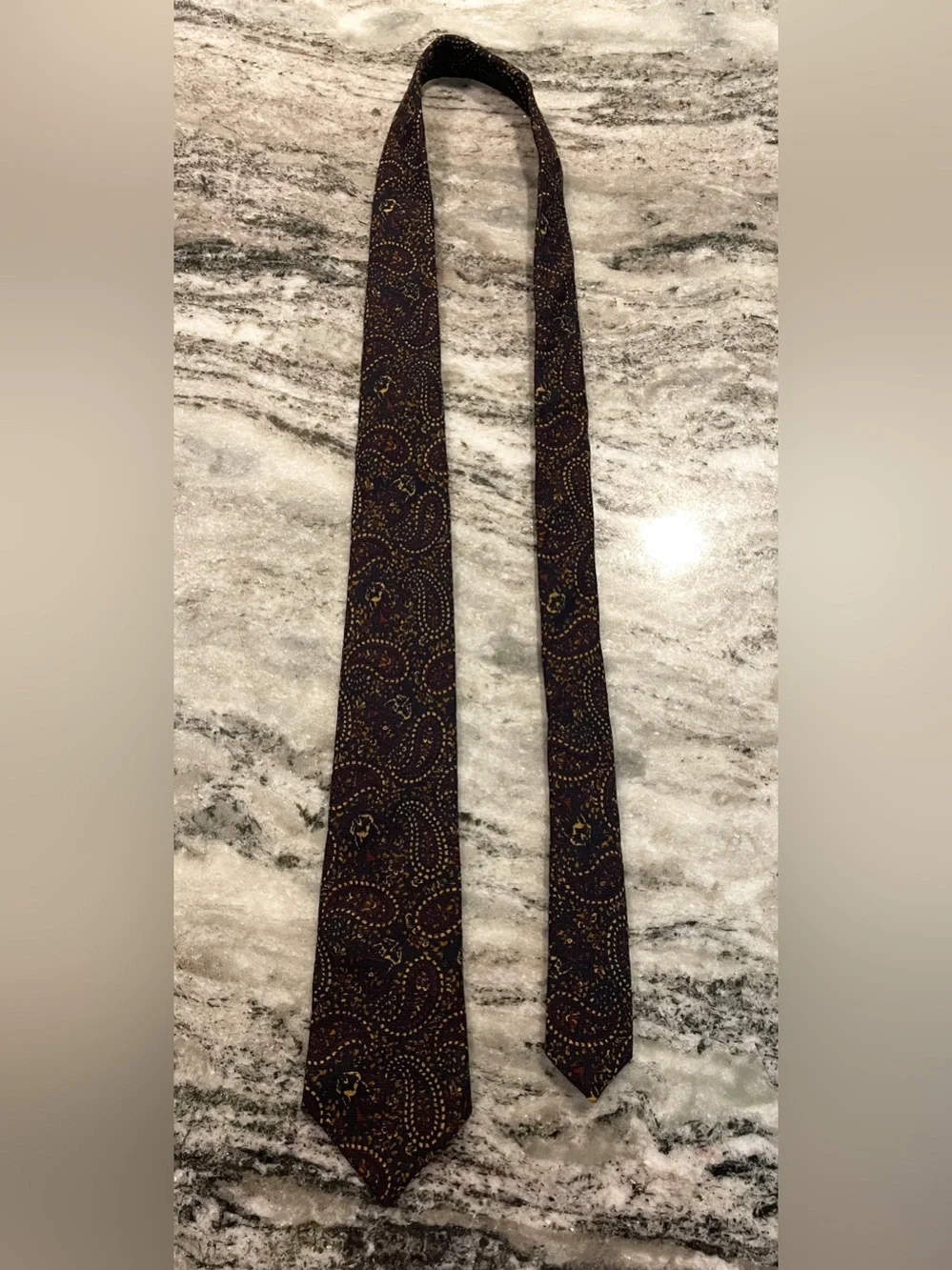 Vintage Liberty of London Paisley Necktie – Navy, Burgundy & Gold